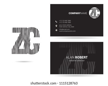 Z & C waves letter joint logo with business card template