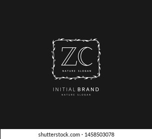 Z C ZC Beauty vector initial logo, handwriting logo of initial signature, wedding, fashion, jewerly, boutique, floral and botanical with creative template for any company or business.