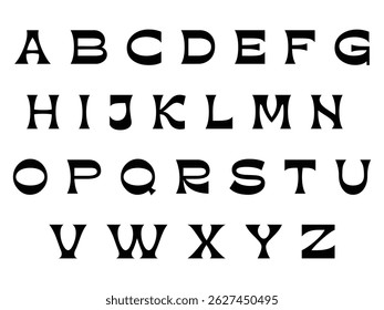 A to Z Capital Letters Alphabet – Simple Black Typography, Isolated on White Background, Vector Illustration