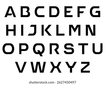 A to Z Capital Letters Alphabet – Simple Black Typography, Isolated on White Background, Vector Illustration