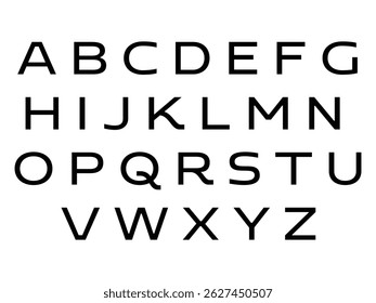 A to Z Capital Letters Alphabet – Simple Black Typography, Isolated on White Background, Vector Illustration