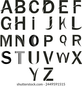 A to Z capital letters icon, vector design with black color.