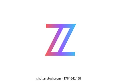 Z colored alphabet letter logo icon. Pink blue simple line and design for company and business identity