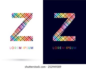 Z ,colorful font ,designed using colors line on white and black background, concept wicker,basket ,woven, ribbons,happy,fun,fantasy,logo, symbol, icon, graphic, vector.