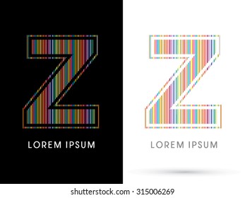 Z ,Colorful Font, designed using colorful line graphic vector.