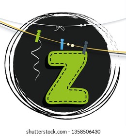 Z, Colorful and sweet alphabet. Sewing texture.