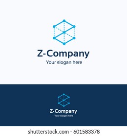Z company construction technology logo, service letter 3D template, cube frame project isolated on white background logo.
