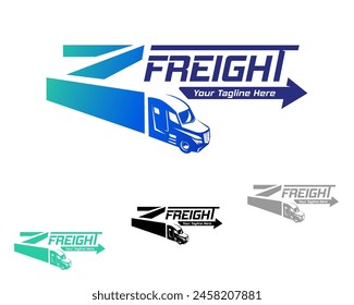 Z Concept Logo Truck Logistic Delivery Company Design with Layout Variations