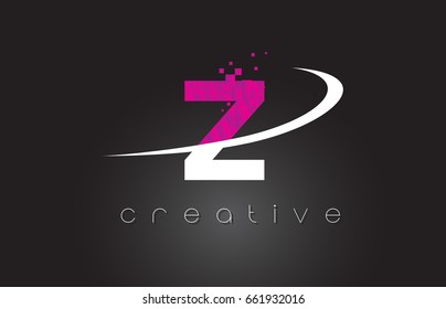 Z Creative Letters Design. White Pink Letter Vector Illustration.