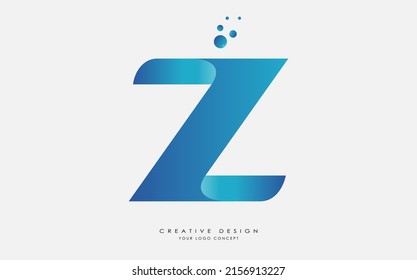 Z creative and modern blue gradient alphabet letter with Bubbles, Initial letter logo design template for any company. Z letter logo design vector template with creative paper cut and serif font.