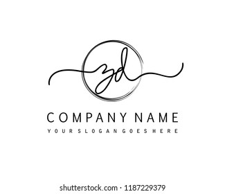 Z D Initial handwriting logo vector