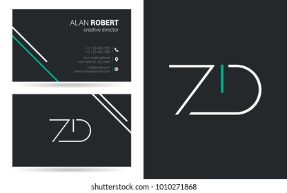 Z & D joint logo stroke letter design vector with business card template
