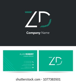 Z & D stroke letter design with business card template