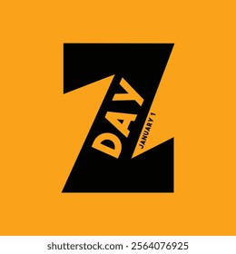 Z Day. January 1. Yellow background. Eps 10.