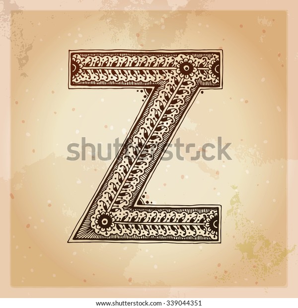 Z Decorative Letter Hand Drawn Alphabet Stock Vector