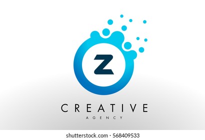 z Dots Letter Logo. Blue Bubble Design Vector Illustration.