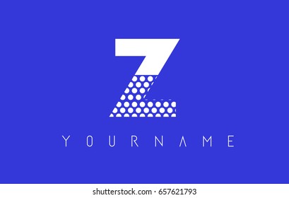 Z Dotted Pattern Letter Logo Design Vector with Blue Background.