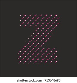 Z dotted vector alphabet letter isolated on black background