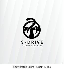 z drive logo design template use black color. The combination letter z and steering wheel of car. Isolated grey gradient background with diagonal pattern. 