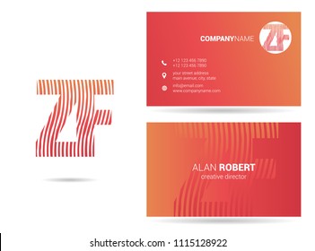 Z & F waves letter joint logo with business card template