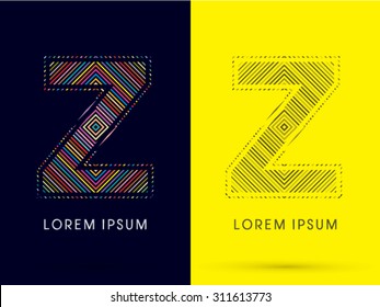 Z ,Font , colorful light movement, designed using colorful line and black and white line, graphic vector.