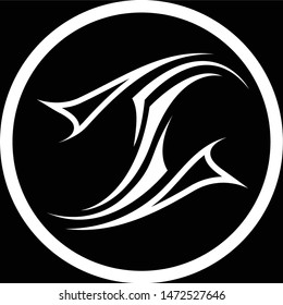 Z font design like a zebra in circle white color and black background.