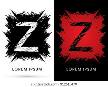 Z ,Font, Designed using grunge brush on scratch background, graphic vector.
