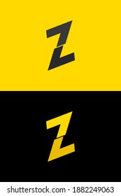Z Schriftbuchstaben Logo, Blitzlichtdesign. Für Energieetiketten, Rockmusik-Plakate, Superheldendruck und mehr