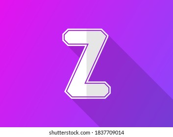 Letra Z, diseño dinámico moderno con sombra larga sobre fondo de gradiente morado. Para logotipo, etiqueta de marca, elementos de diseño, aplicación y más. Ilustración del vector