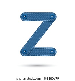 Z font vector with blue Jeans Isolate  on White background