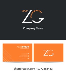 Z & G stroke letter design with business card template