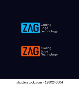 Z A G technology logo design template. creative sign. Universal vector icon. - Vector