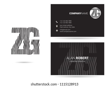 Z & G waves letter joint logo with business card template
