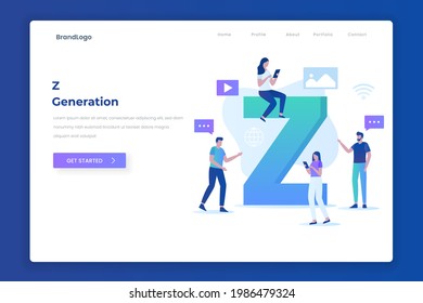 Z generation landing page illustration concept. Illustration for websites, landing pages, mobile applications, posters and banners.