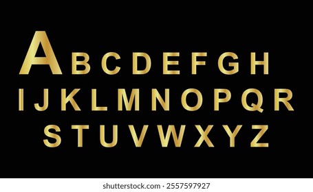 A to Z gold shiny font. vector golden alphabet. luxury metallic typographic abc. numbers and symbols. gold letters. golden text vector set on black background