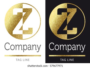 Z golden bright letter logo
