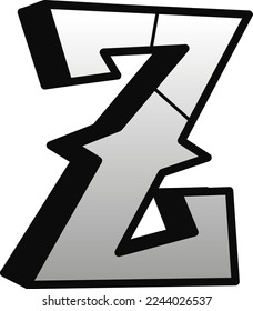 Z Graffiti letters font.Vector handgezeichnet Linie Cartoon-Illustration. Graffiti-Briefe, Abc, urban, Fonts mode print for t-shirt, poster, logo art concept