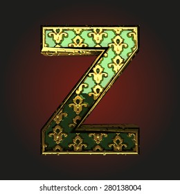 z green vector letter with gold