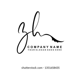 Z H Initial Handwriting Logo Template