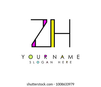 Z & H initial minimalist logo template vector