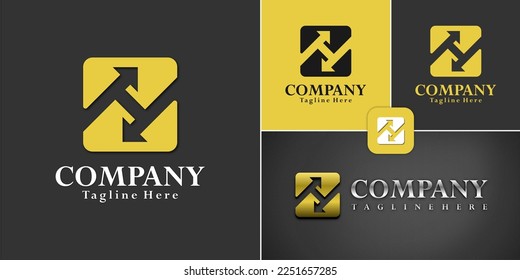 Z H letter logo and arrow icon