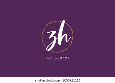 Logotipo Z H ZH, escritura manuscrita inicial o manuscrita para la identidad. Logo con firma y estilo dibujado a mano.