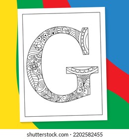 A to Z Hand-drawn Mandala Alphabet letter Coloring page. alphabet letter flower coloring book pages. A-Z letter mandala coloring page doodle