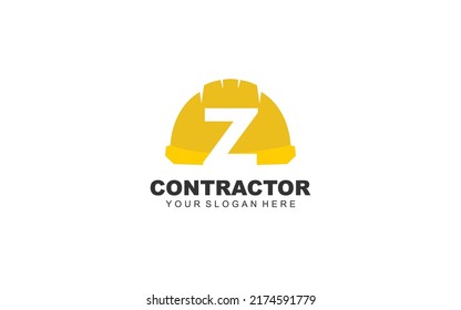 Z Hard Hat Logo Design Inspiration. Vector Letter Template Design For Brand