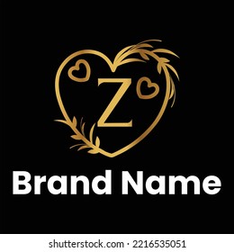 Z heart letter logo design