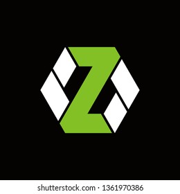 z hexagonal typography vector logo