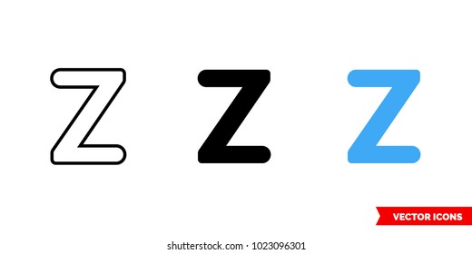 Z icon of 3 types: color, black and white, outline. Isolated vector sign symbol.