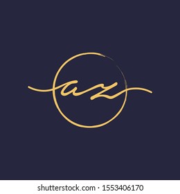 A Z Initial with handwriting and brush concept. handwriting logo of initial signature, wedding, fashion, jewelry, boutique, and botanical with creative template for any company or business -vector