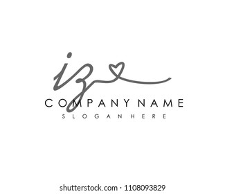 I Z Initial handwriting logo vector