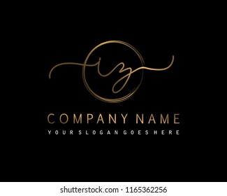 I Z Initial handwriting logo vector